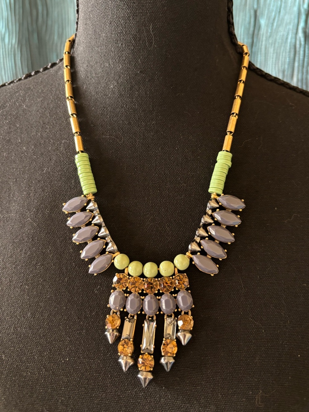 JCrew Statement Multi-Color Bib Necklace - Lavender, Lime & Amber